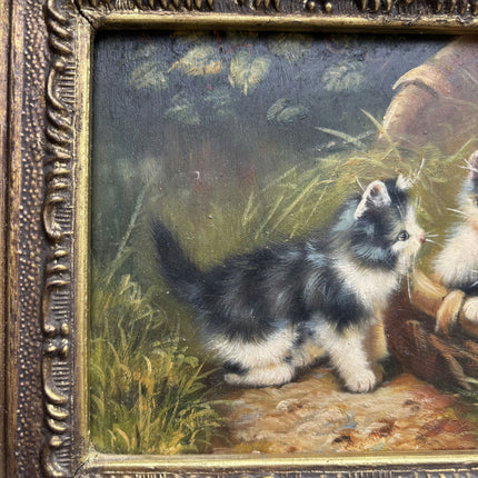 Vintage Animals Oil Painting "Three Kittens" Expressive Small Artwork Holland Art Shop