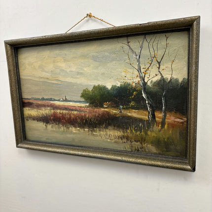 Vintage Landscape Oil Painting "Birch Tree" Handcrafted Art Holland Art Shop
