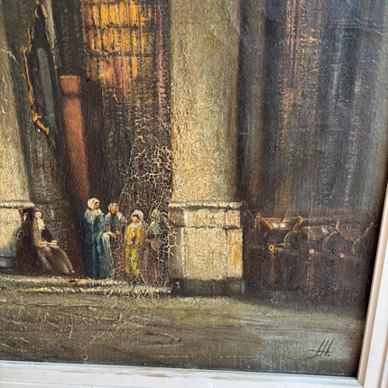 Antique Church Interior Oil Painting "Church Interior" Expressive Large Artwork Holland Art Shop