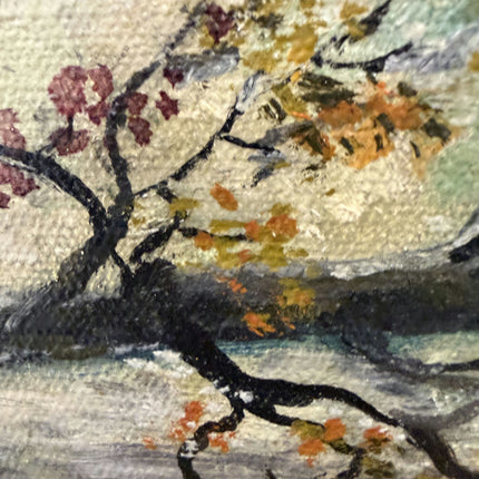 Rustic Landscape Oil Painting "Misty Trees" Handcrafted Art Holland Art Shop