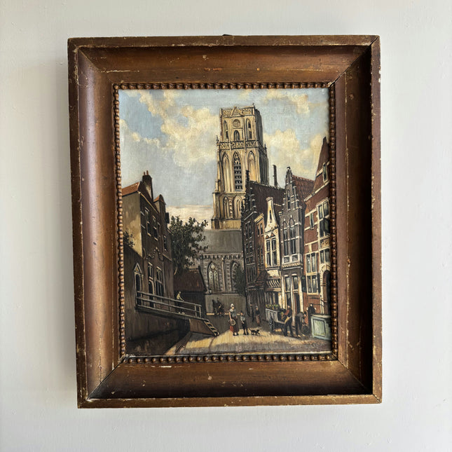 Detailed Cityscape Oil Painting "City Church" Handcrafted 208 Art Holland Art Shop