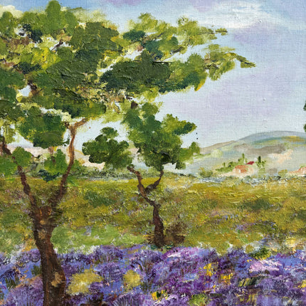 Traditional Landscape Oil Painting "Lavender Trees" Original Art Holland Art Shop