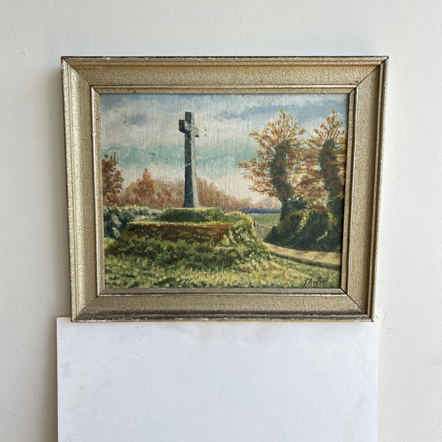 Classic Landscape Oil Painting "Wooden Post" Rustic Small Art Holland Art Shop