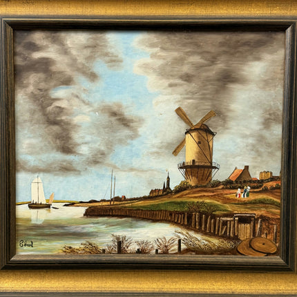 Vintage Scenery Oil Painting "Old Windmill" Elegant Artwork Holland Art Shop