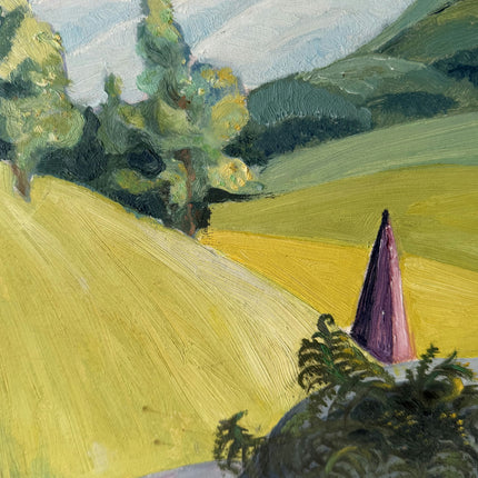 Vintage Landscape Oil Painting "Purple Cone" Original Small Art Holland Art Shop