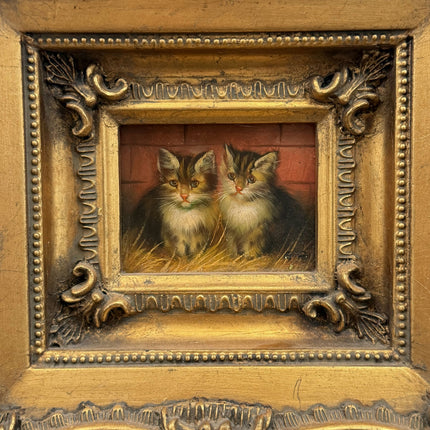 Handcrafted Animals Oil Painting "Pair Of Kittens" Classic Small Artwork Holland Art Shop