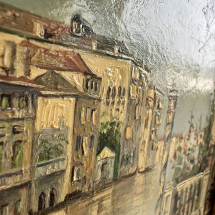 Handcrafted Cityscape Oil Painting "Gondola Canal" Vintage Small Artwork Holland Art Shop