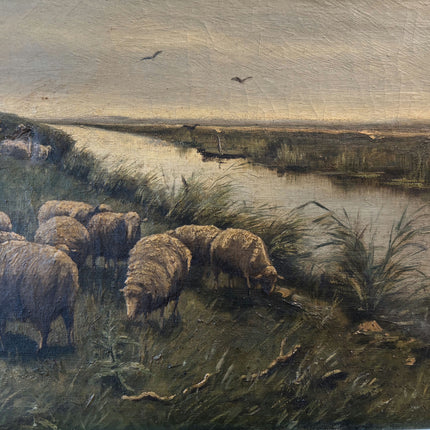 Wonderful Oil Painting Animals "Grazing Sheep" Intriguing Medium Art Holland Art Shop