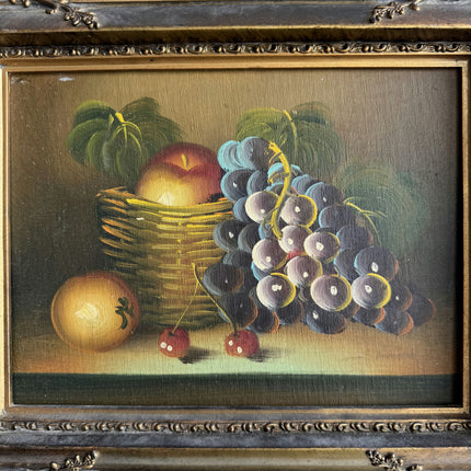 Refined Still Life Oil Painting "Grape Cluster" Rustic Small Artwork Holland Art Shop