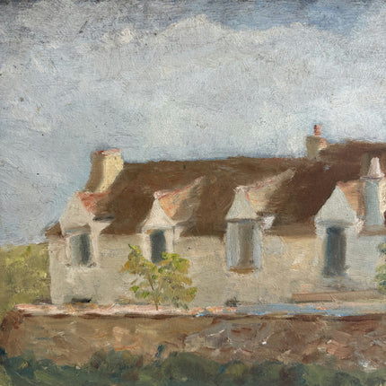 Classic Landscape Oil Painting "Row Houses" Handcrafted Small Artwork Holland Art Shop