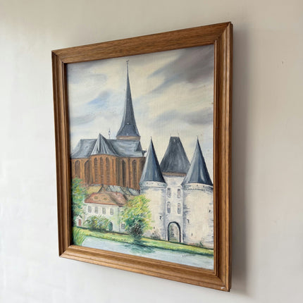 Authentic Landscape Oil Painting "Old Castle" Expressive Artwork Holland Art Shop