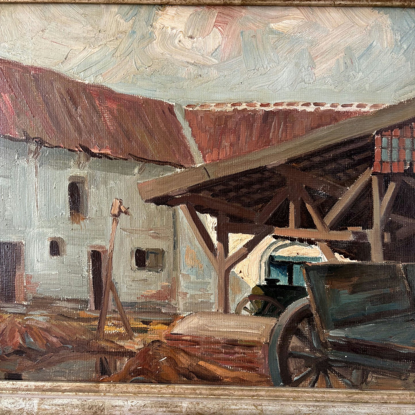 Classic Oil Painting Cityscape "Farmhouse Structure" Remarkable Medium Art