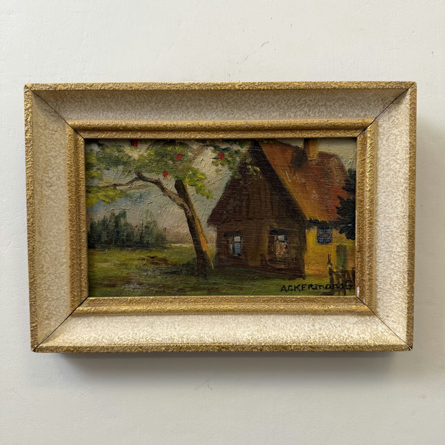 Timeless Landscape Oil Painting "Thatched Cottage" Handcrafted Small Art Holland Art Shop