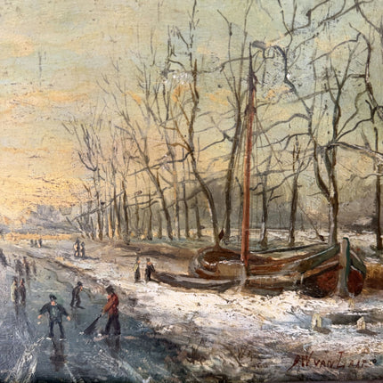 Detailed Winter Landscape Oil Painting "Framed Painting" Vintage Artwork Holland Art Shop