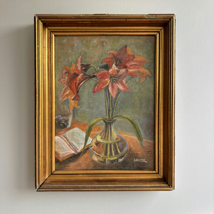 Handcrafted Floral Still Life Oil Painting "Flower Vase" Rustic Art Holland Art Shop