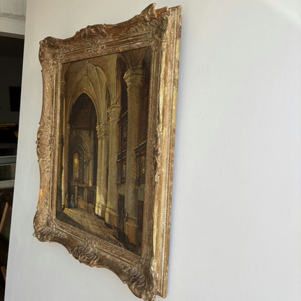 Handcrafted Church Interior Oil Painting "Ornate Frame" Elegant Art Holland Art Shop