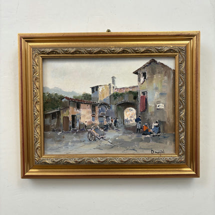 Refined Cityscape Oil Painting "Village Arch" Detailed Small Art Holland Art Shop