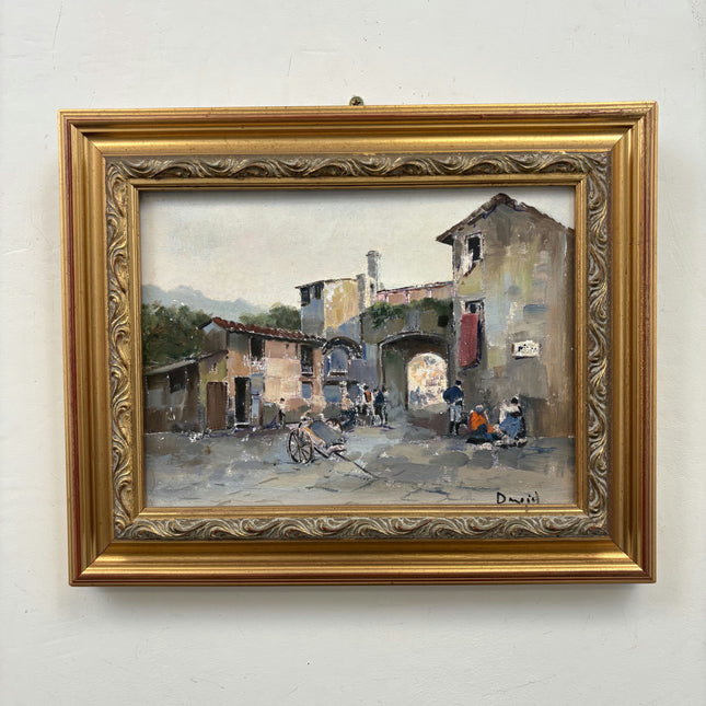 Refined Cityscape Oil Painting "Village Arch" Detailed Small Art Holland Art Shop