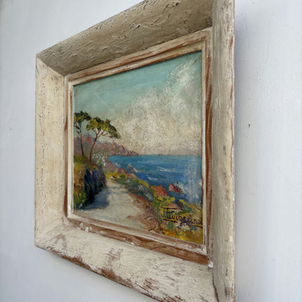 Detailed Landscape Oil Painting "Coastal Path" Authentic French Artwork Holland Art Shop