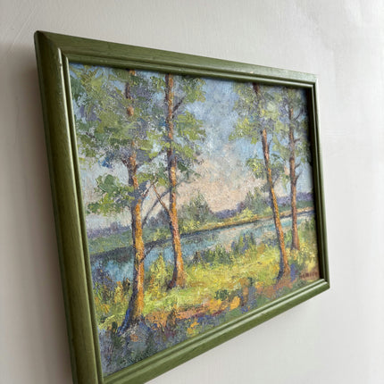 Classic Landscape Oil Painting "Birch Trees" Rustic Small Art Holland Art Shop