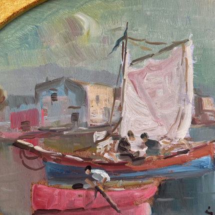 Timeless Harbor Scene Oil Painting "Gilded Frame" Classic Small Artwork Holland Art Shop