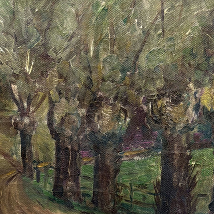Vintage Landscape Oil Painting "Row Of Trees" Classic Small Artwork Holland Art Shop