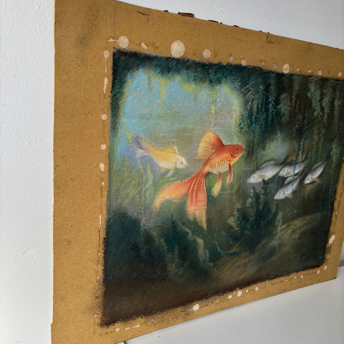 Expressive Animals Pastel "Goldfish Trio" Refined Medium Art
