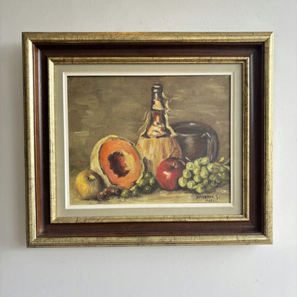 Authentic Still Life Oil Painting "Bottle And Peach" Classic Artwork Holland Art Shop