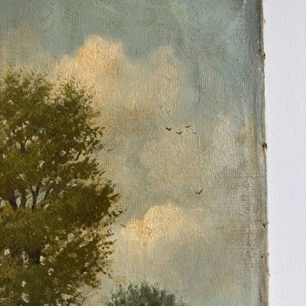 Antique Landscape Oil Painting "Tall Tree" Timeless Small Artwork Holland Art Shop