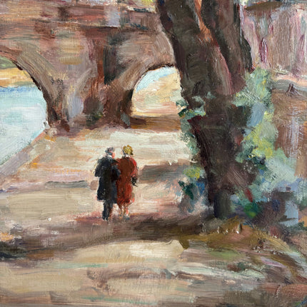 Elegant Cityscape Oil Painting "Stone Bridge" Handcrafted Art Holland Art Shop