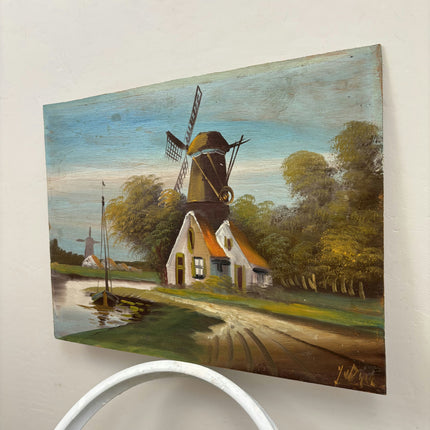 Elegant Landscape Oil Painting "Thatched Windmill" Traditional Art Holland Art Shop
