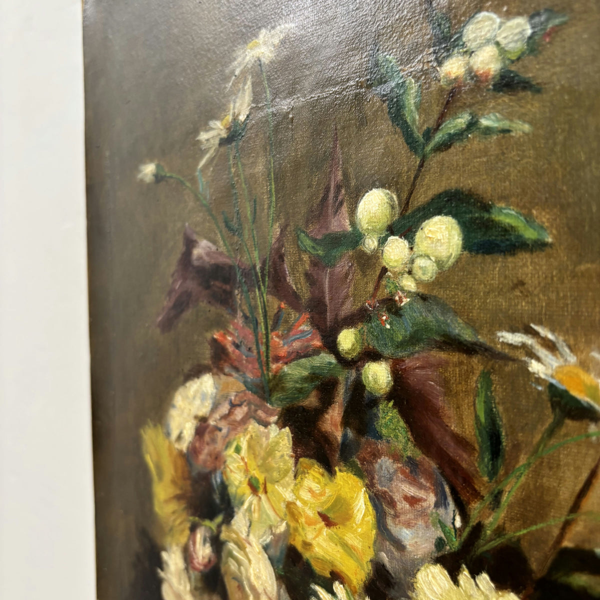19th Century Antique Floral Still Life Oil Painting 