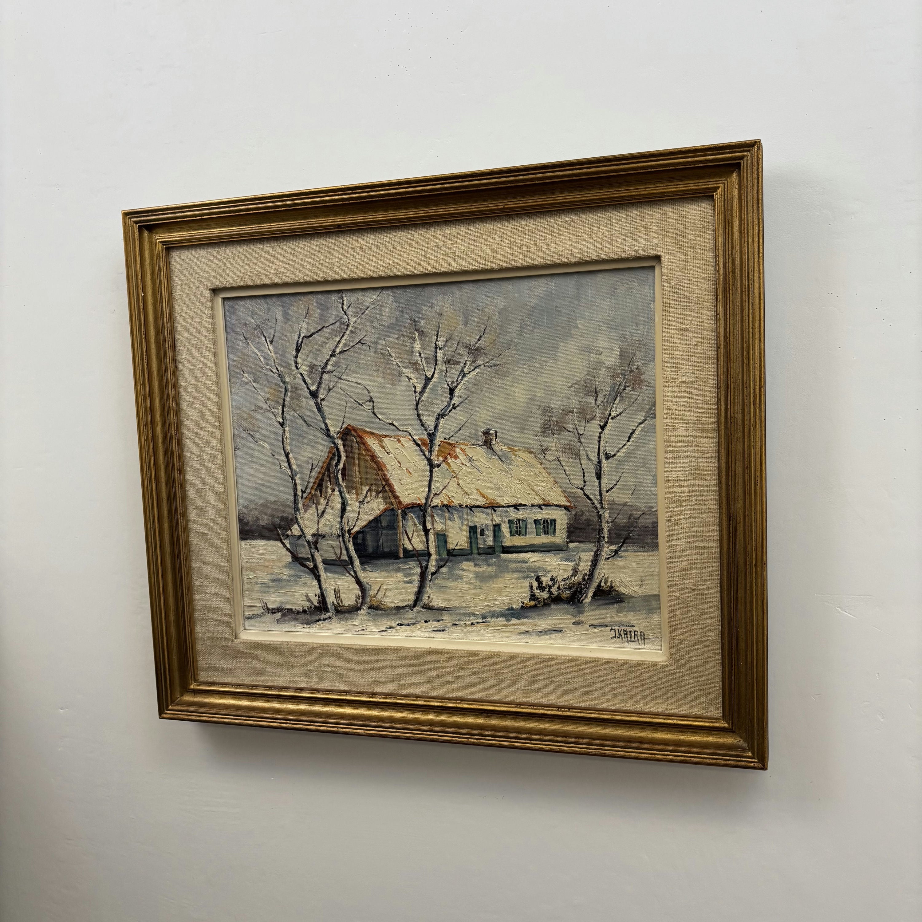Traditional Winter Landscape Oil Painting 