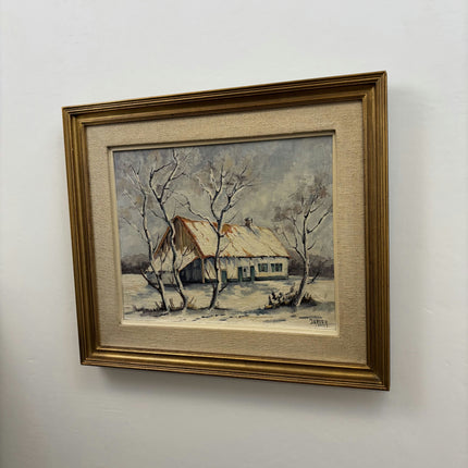 Traditional Winter Landscape Oil Painting "Snowy Cottage" Authentic Artwork Holland Art Shop