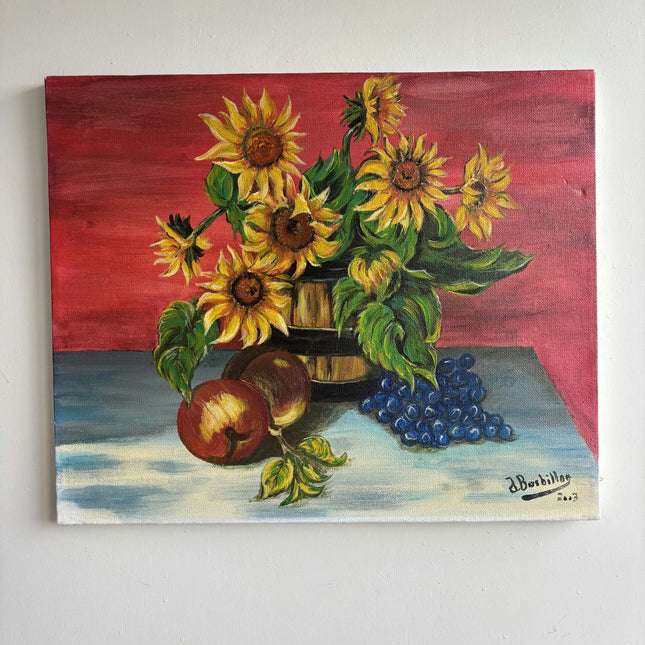 Handcrafted Floral Still Life Oil Painting "Sunflower Bouquet" Traditional Art Holland Art Shop