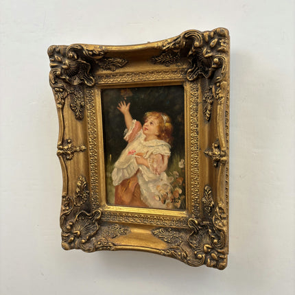 Antique Portrait Oil Painting "Gilded Frame" Original Small Art Holland Art Shop