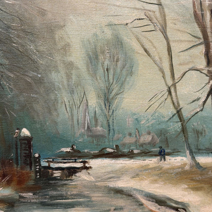 1922 Antique Winter Landscape Oil Painting "Framed Painting" Art Holland Art Shop