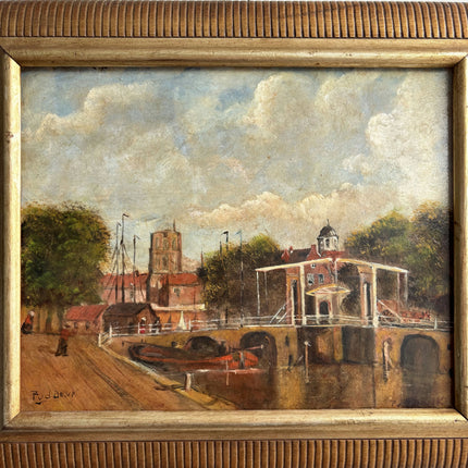 Authentic Cityscape Oil Painting "Harbor Bridge" Timeless Small Artwork Holland Art Shop