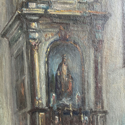 Vintage Church Interior Oil Painting "Church Altar" Expressive Artwork Holland Art Shop