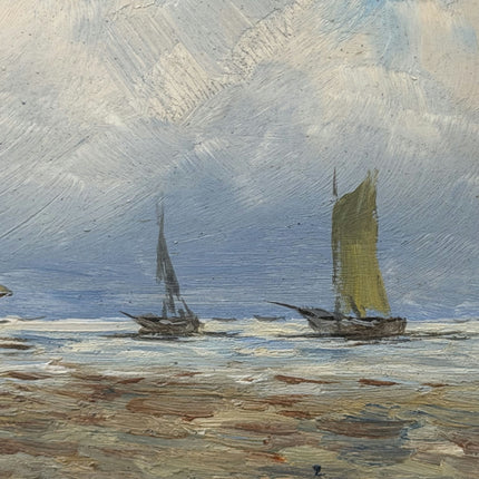 Rustic Seascape Oil Painting "Sailing Boat" Elegant Small Artwork Holland Art Shop