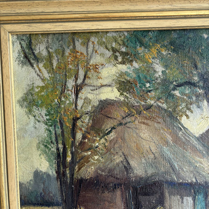 Expressive Farm Oil Painting "Thatched Cottage" Handcrafted Art Holland Art Shop