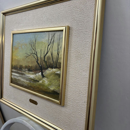 Timeless Winter Landscape Oil Painting "Leafless Tree" Original Art Holland Art Shop