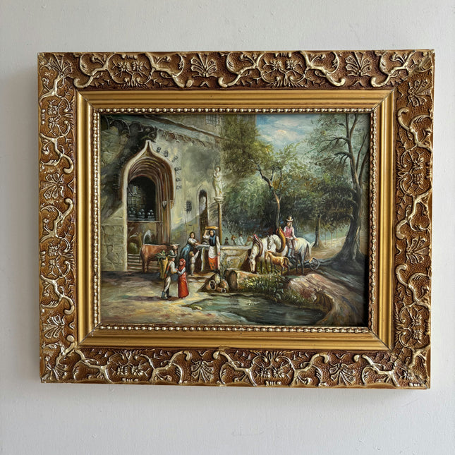 Vintage Figurative Oil Painting "Mounted Painting" Authentic Small Artwork Holland Art Shop