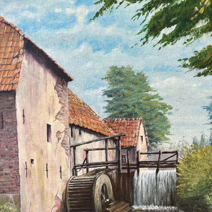 Original Landscape Oil Painting "Watermill Wheel" Traditional Artwork Holland Art Shop