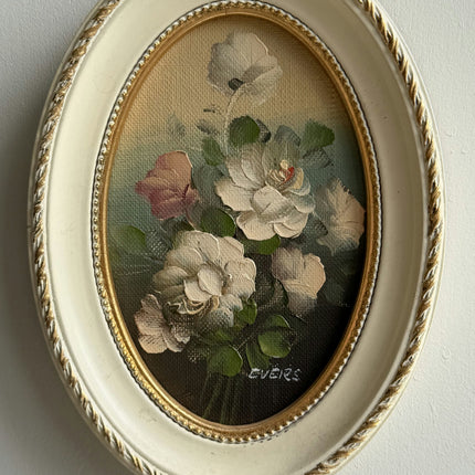 Timeless Floral Still Life Oil Painting "Oval Frame" Elegant Small Art Holland Art Shop