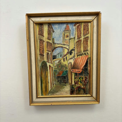 Vintage Cityscape Oil Painting "Narrow Street" Traditional Art Holland Art Shop