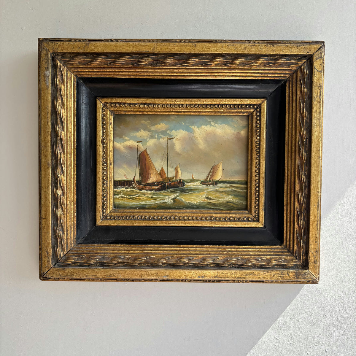 Antique Seascape Oil Painting 
