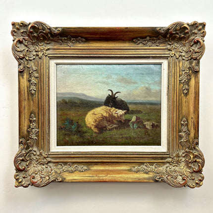 Edmond de Koninck 19th Century Animals Oil Painting " Grazing Sheep" Art Holland Art Shop