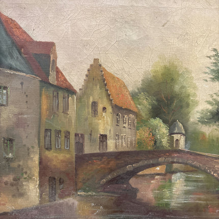 Rustic Cityscape Oil Painting "Stone Bridge" Traditional Art Holland Art Shop