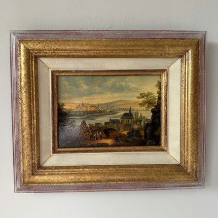 Authentic Oil Painting Scenery "River View" Antique Small Artwork Holland Art Shop